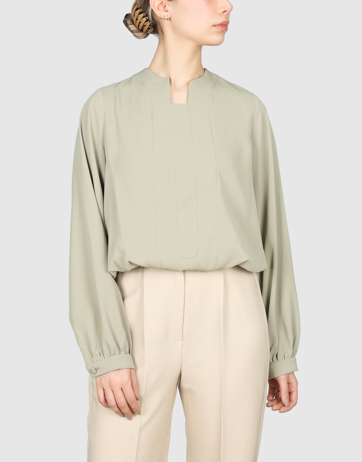 شومیز کمرکش زیتونی