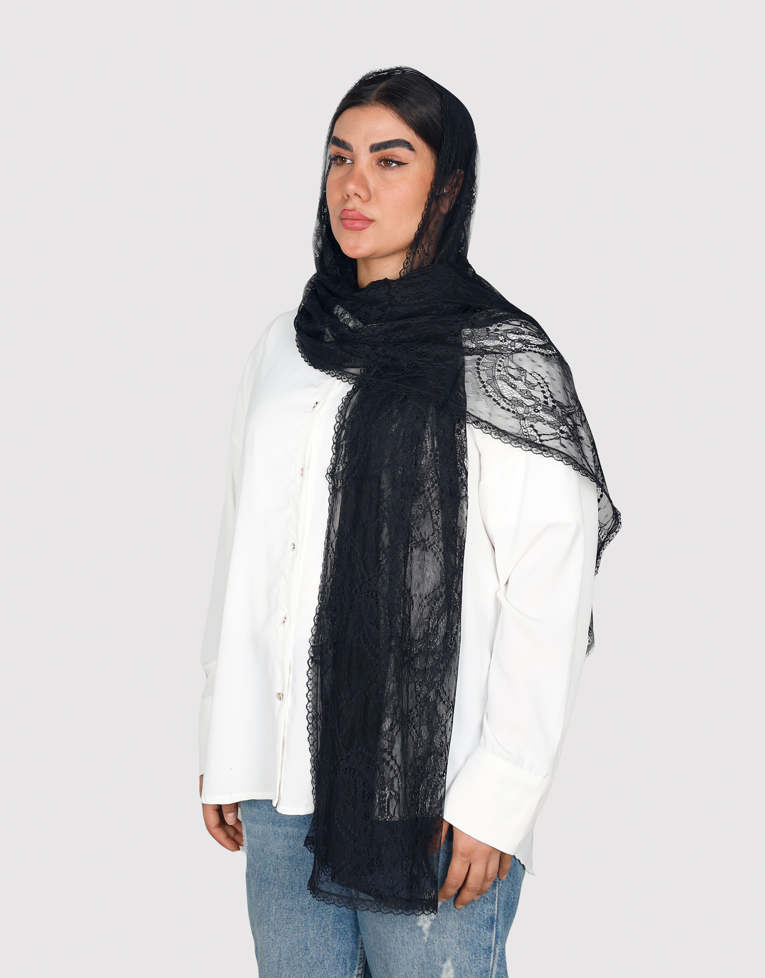 شال دانتل طرح دار